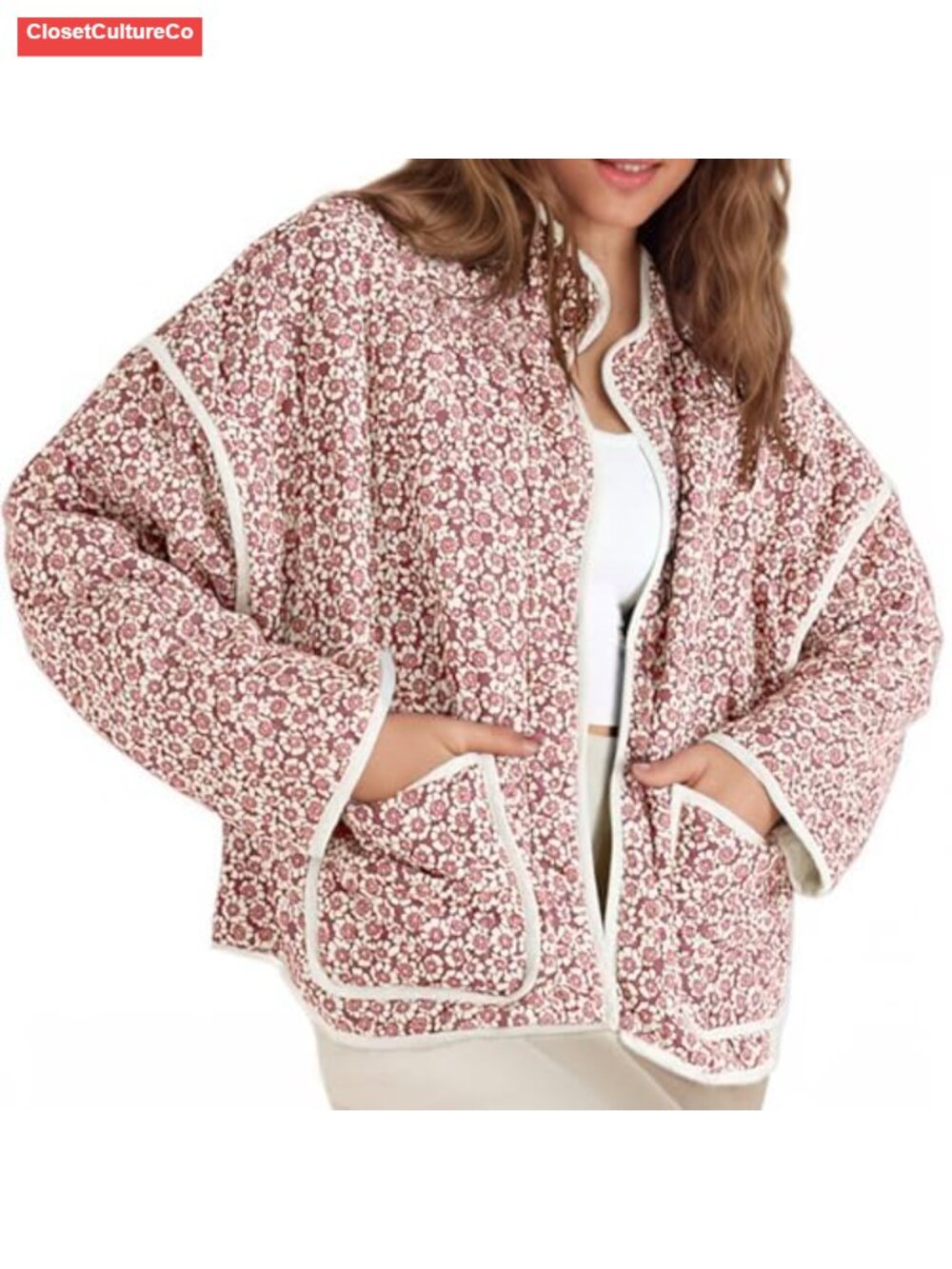 Quilted Lightweight Floral Print Padded Winter Coat Jacket